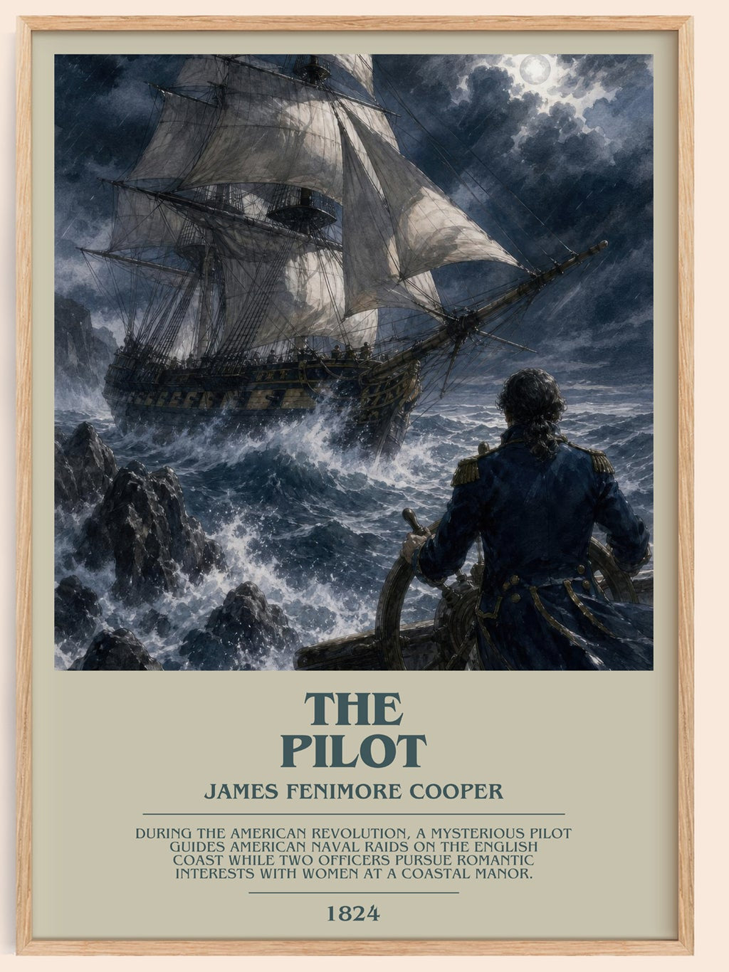 The Pilot bookish book poster by James Fenimore Cooper – framed literary art print