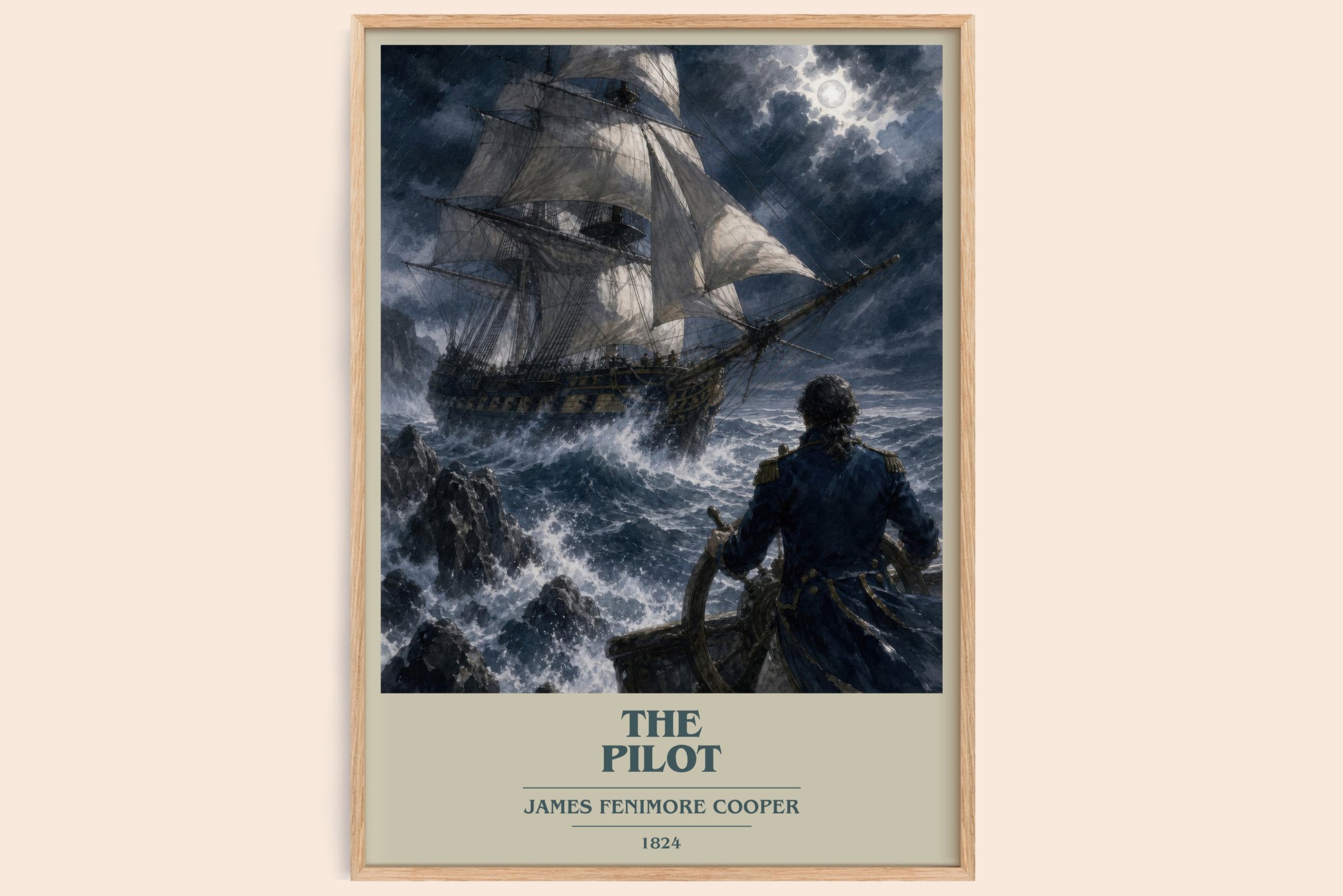 The Pilot book cover book poster by James Fenimore Cooper – framed literary art print