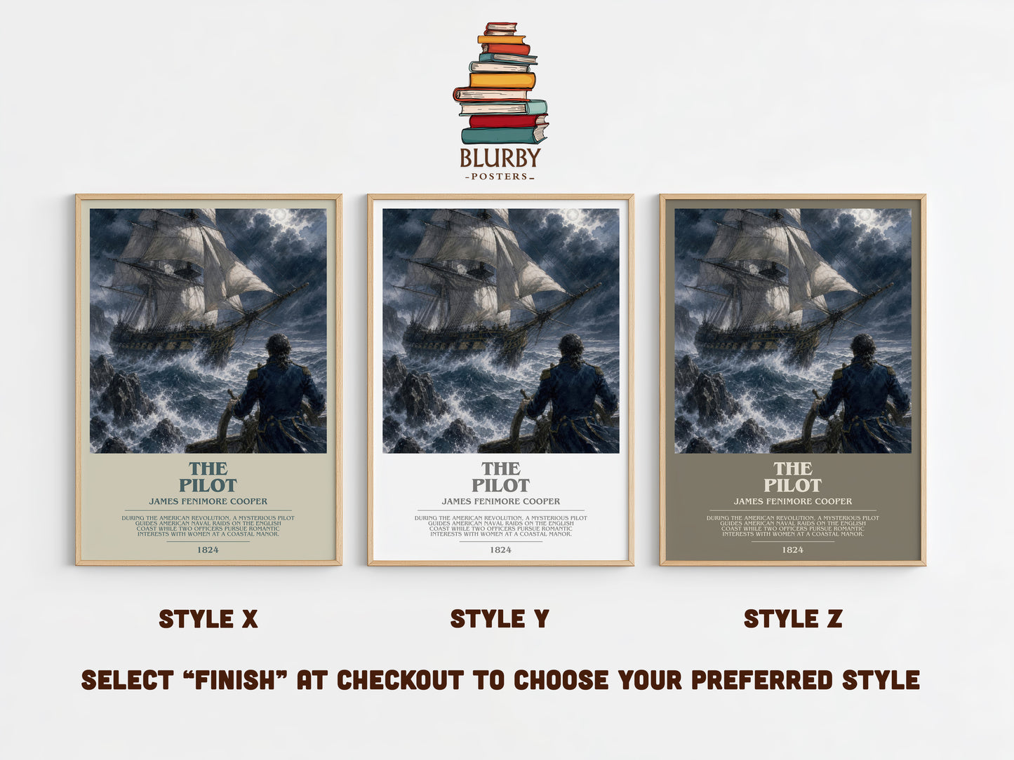 The Pilot bookish print in frame leaning in hallway – historical fiction wall art