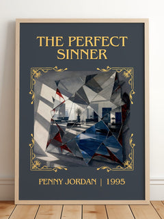 The Perfect Sinner Classic Book Art Print by Penny Jordan – framed print leaning on a wooden floor