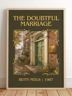 The Doubtful Marriage Classic Book Art Print by Betty Neels – framed print leaning on a wooden floor