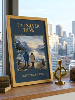 The Silver Thaw Classic Book Art Print by Betty Neels – framed print on a city-view windowsill