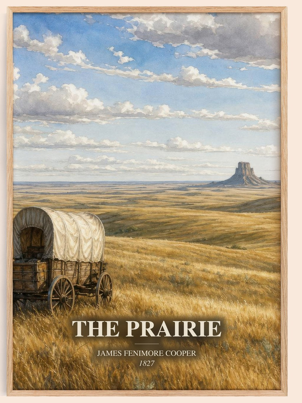 The Prairie watercolour book poster by James Fenimore Cooper – framed literary art print