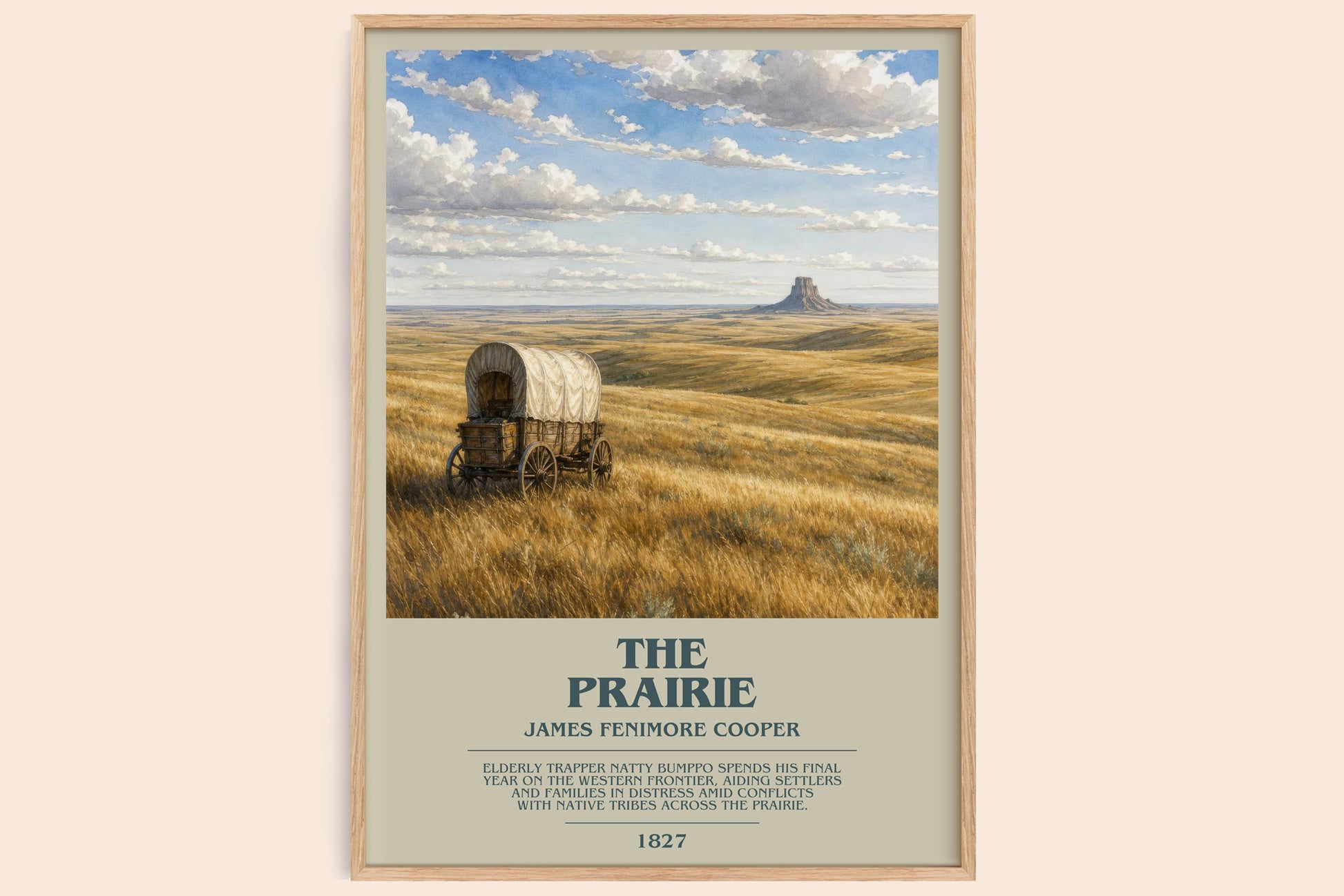 The Prairie bookish book poster by James Fenimore Cooper – framed literary art print