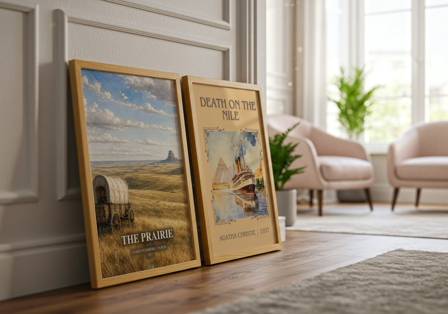 The Prairie watercolour print framed by window – literary home decor