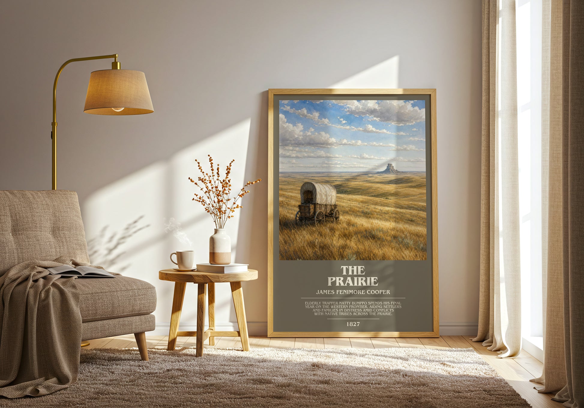 The Prairie bookish print on bookshelf – James Fenimore Cooper fan gift