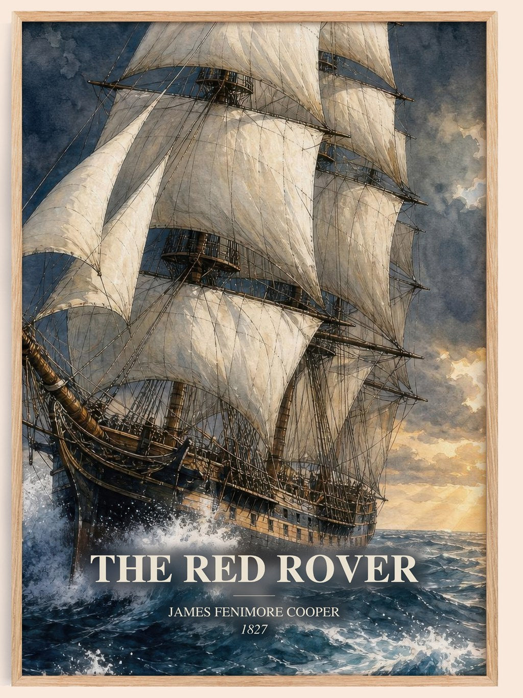 The Red Rover watercolour book poster by James Fenimore Cooper – framed literary art print