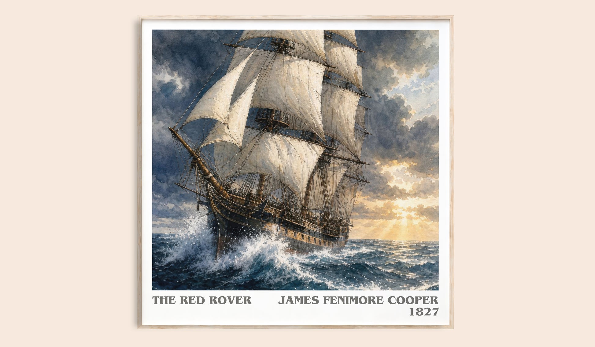 The Red Rover literary book poster by James Fenimore Cooper – framed literary art print