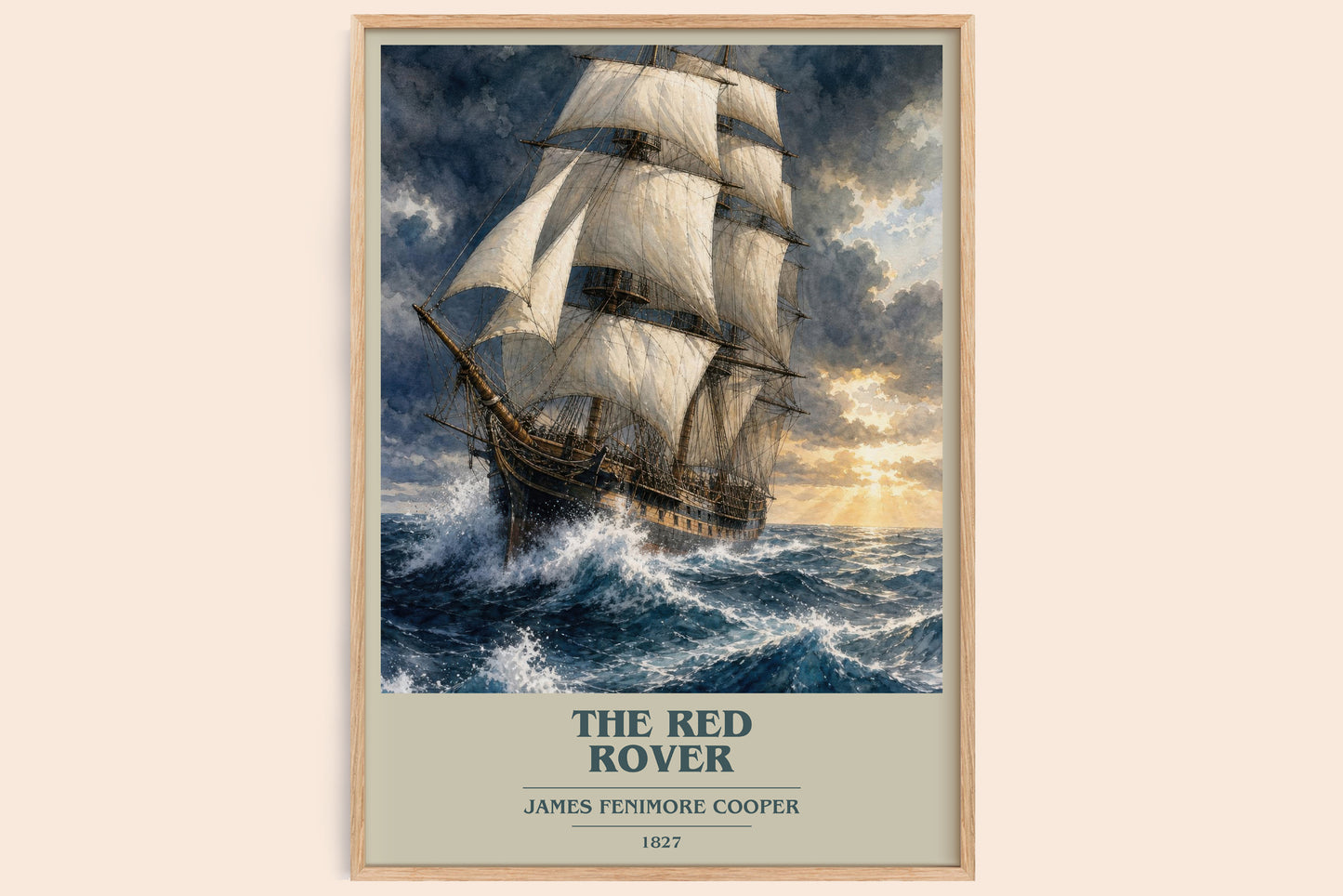 The Red Rover book cover book poster by James Fenimore Cooper – framed literary art print