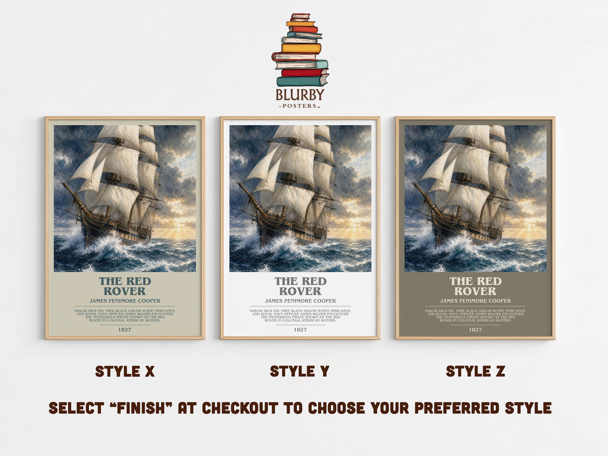 The Red Rover bookish print in frame leaning in hallway – adventure wall art