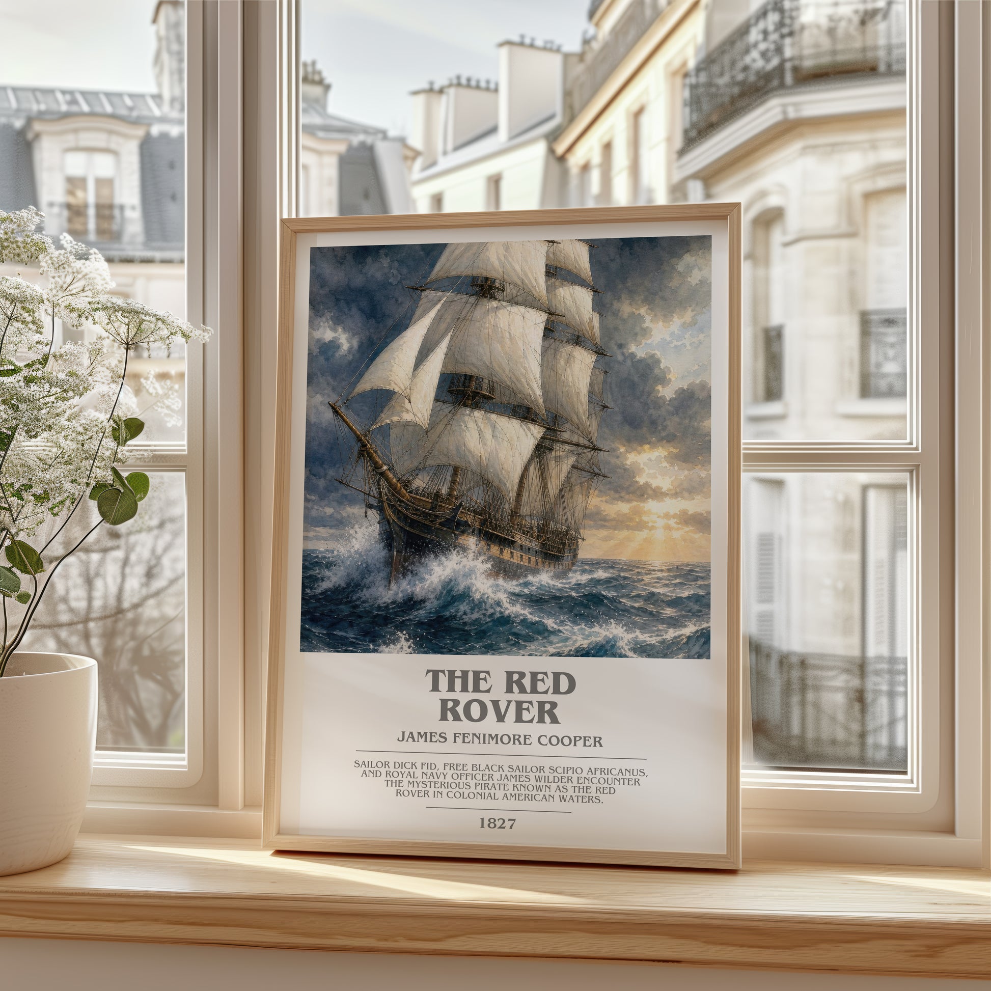 The Red Rover bookish poster colour and style options – James Fenimore Cooper book art