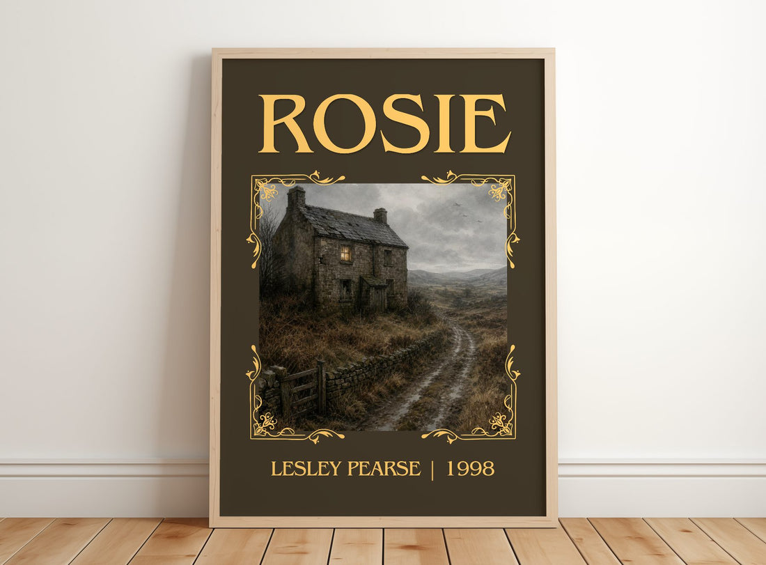 Rosie Classic Book Art Print by Lesley Pearse – framed print leaning on a wooden floor