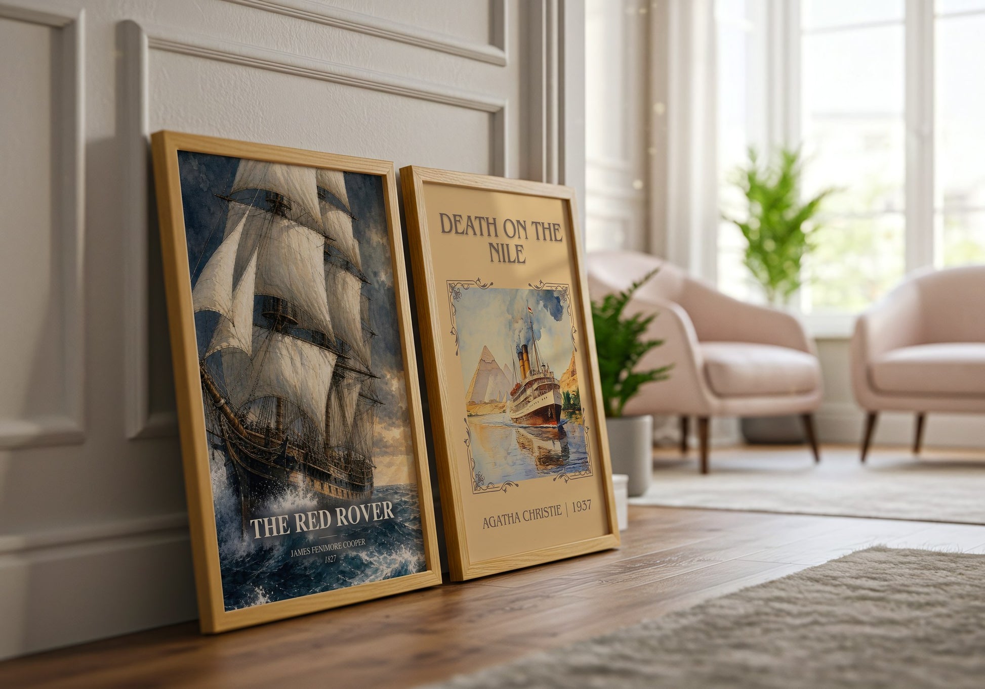 The Red Rover watercolour print framed by window – literary home decor