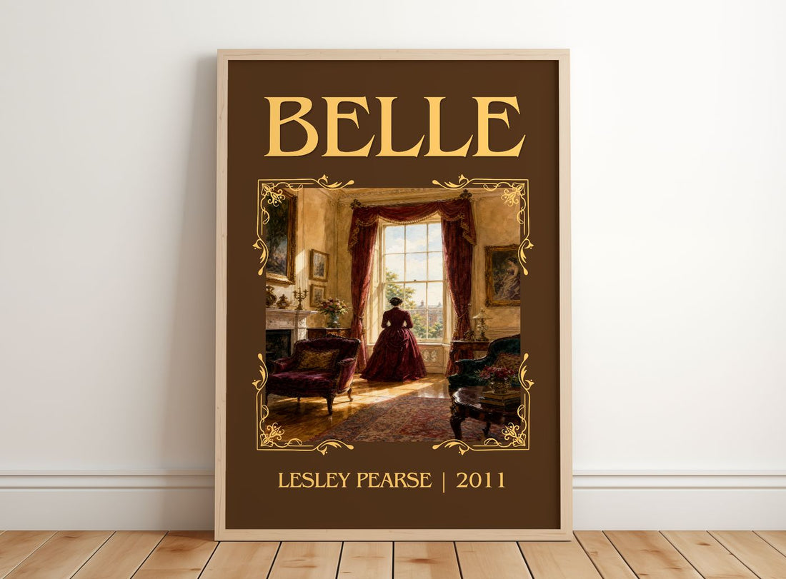 Belle Classic Book Art Print by Lesley Pearse – framed print leaning on a wooden floor