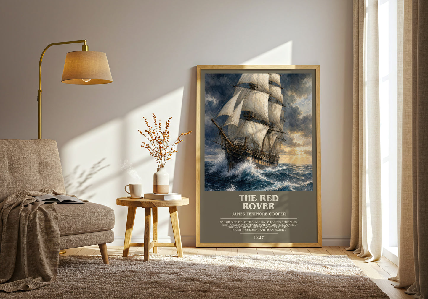 The Red Rover bookish print on bookshelf – James Fenimore Cooper fan gift