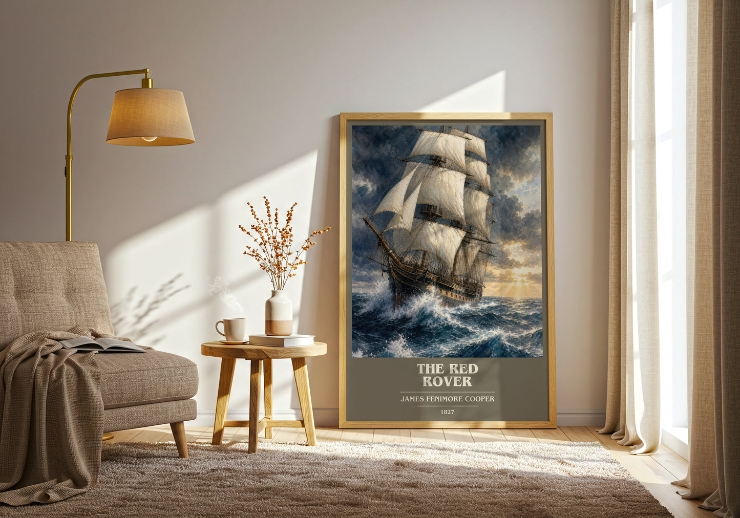 The Red Rover book cover print on bookshelf – James Fenimore Cooper fan gift