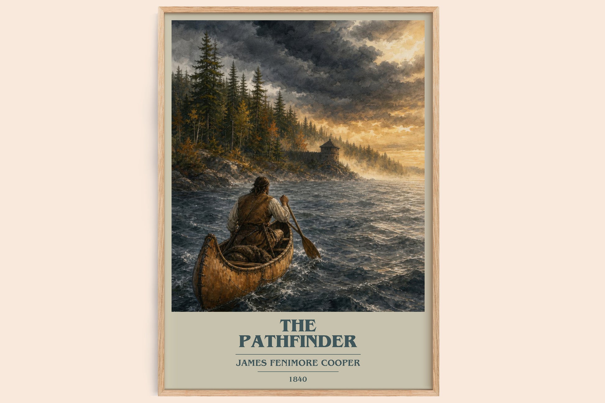 The Pathfinder book cover book poster by James Fenimore Cooper – framed literary art print
