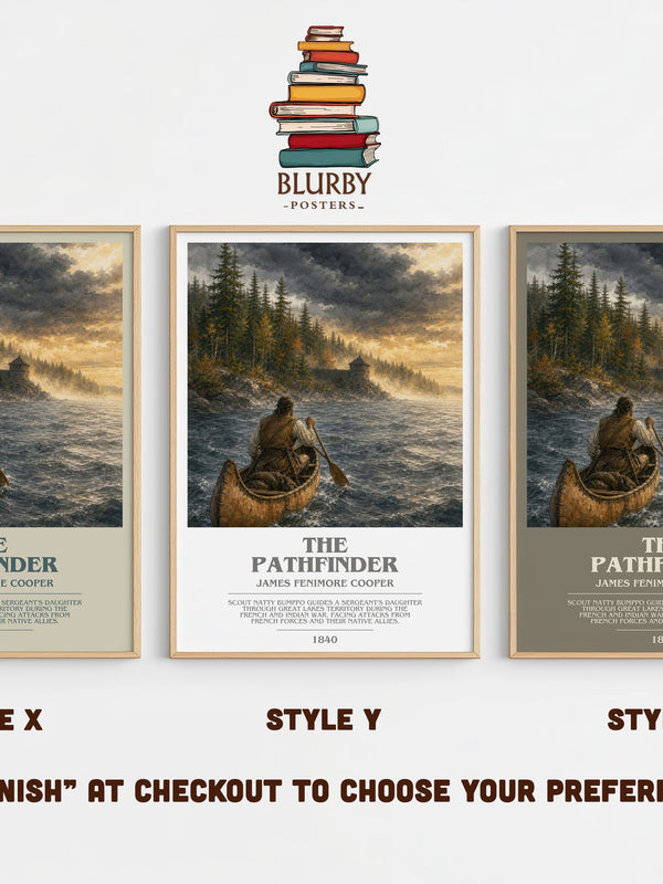 The Pathfinder bookish print in frame leaning in hallway – historical fiction wall art