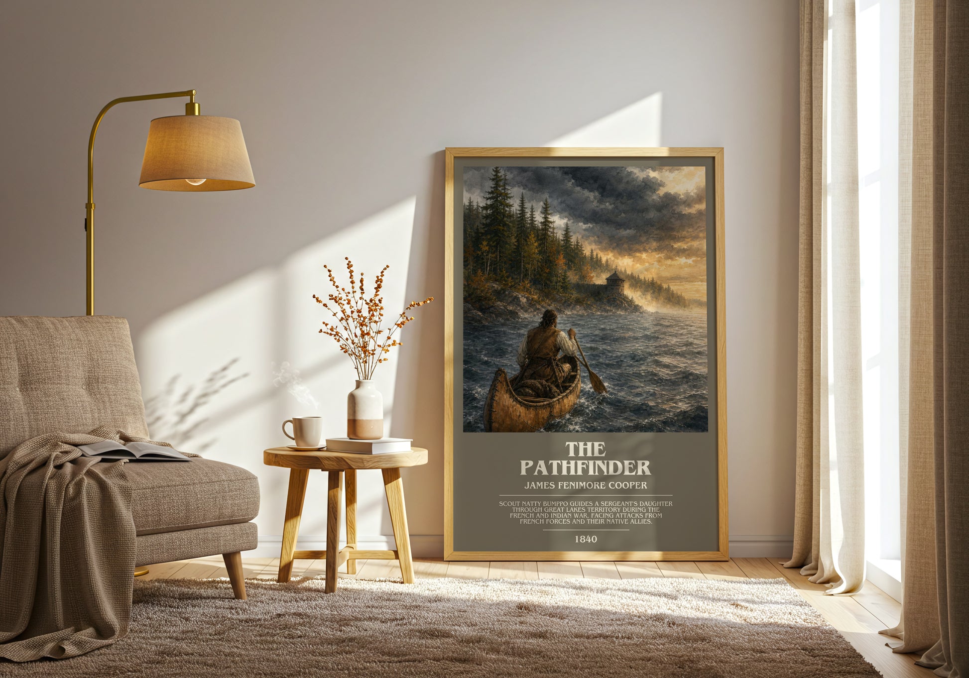 The Pathfinder bookish print on bookshelf – James Fenimore Cooper fan gift
