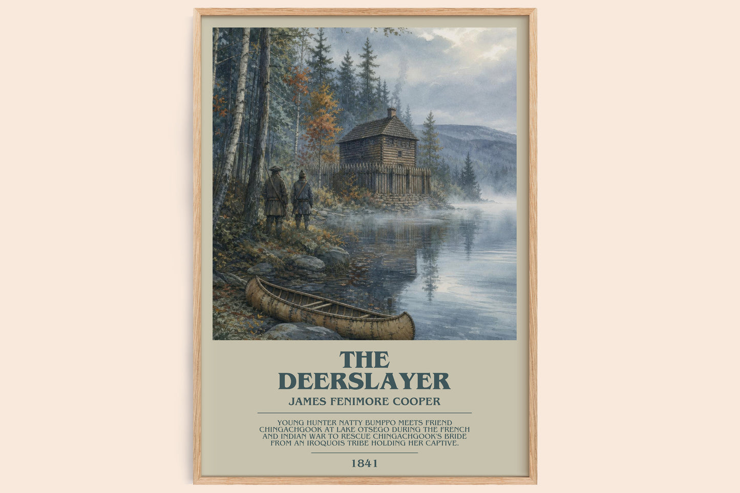 The Deerslayer bookish book poster by James Fenimore Cooper – framed literary art print