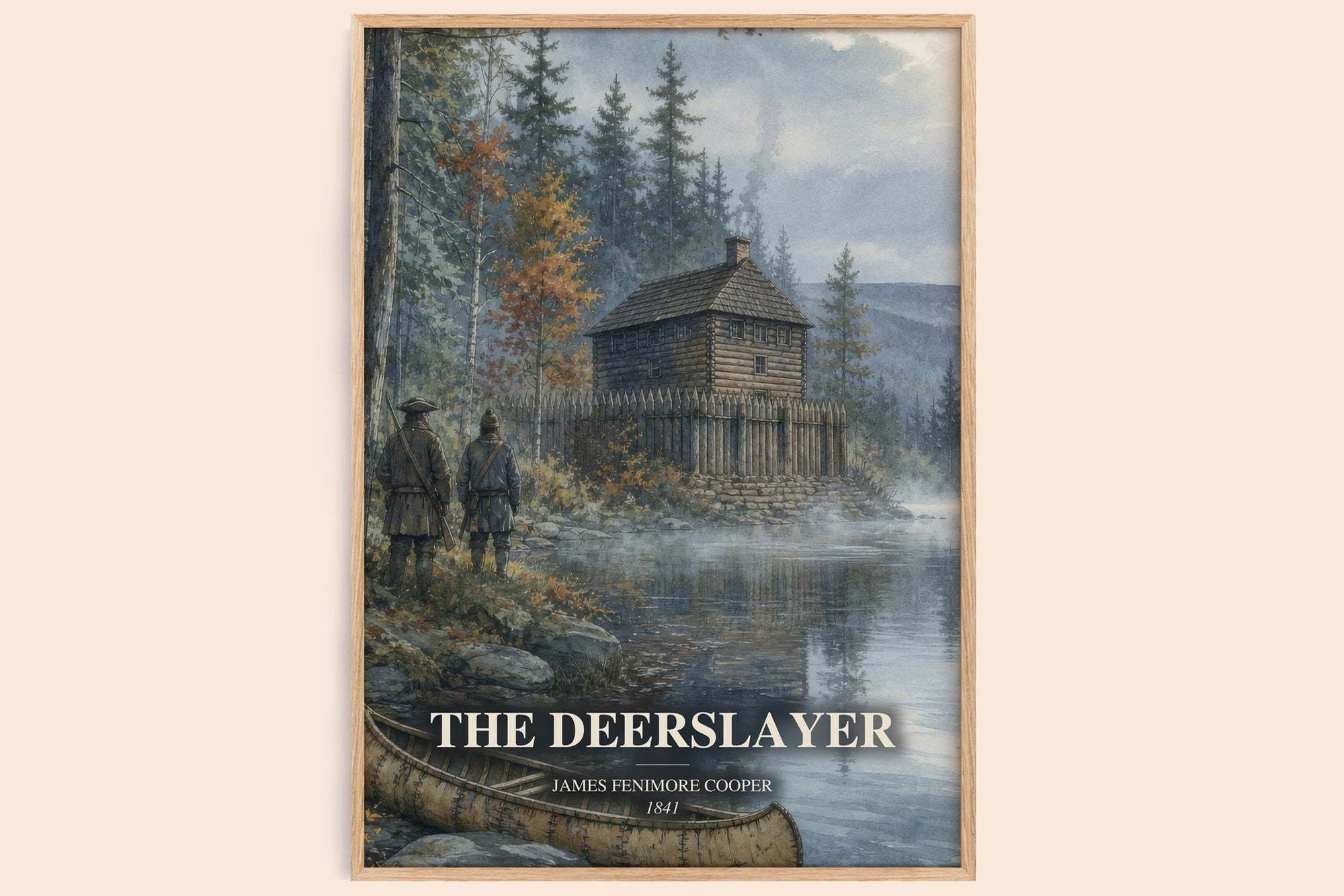 The Deerslayer watercolour book poster by James Fenimore Cooper – framed literary art print