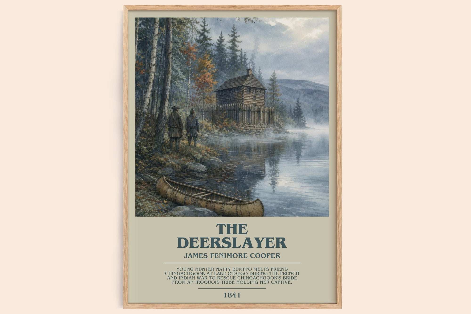 The Deerslayer bookish book poster by James Fenimore Cooper – framed literary art print
