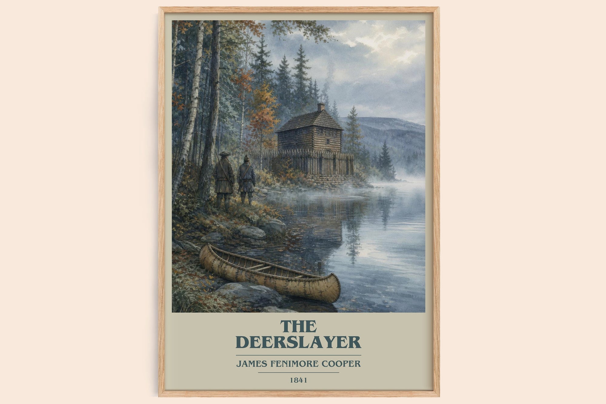The Deerslayer book cover book poster by James Fenimore Cooper – framed literary art print
