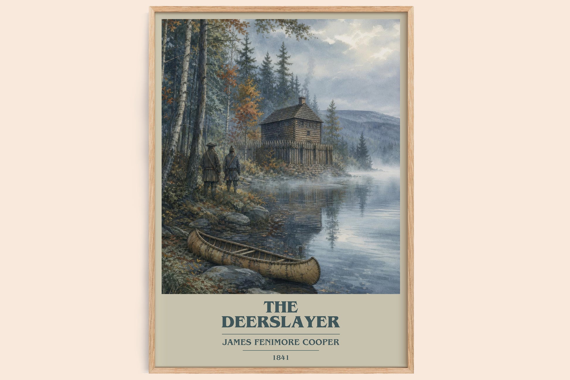 The Deerslayer book cover book poster by James Fenimore Cooper – framed literary art print