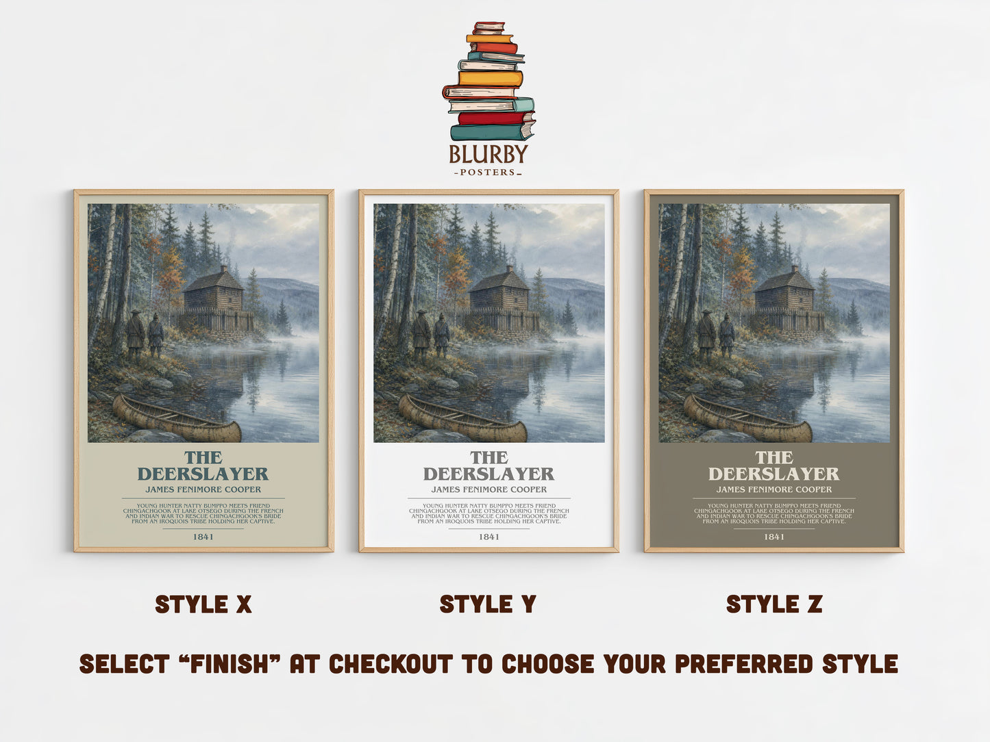 The Deerslayer bookish print in frame leaning in hallway – adventure wall art