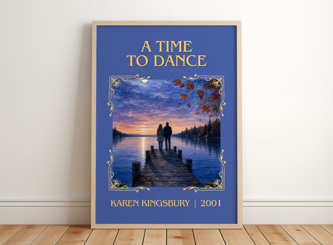 A Time to Dance Classic Book Art Print by Karen Kingsbury – framed print leaning on a wooden floor