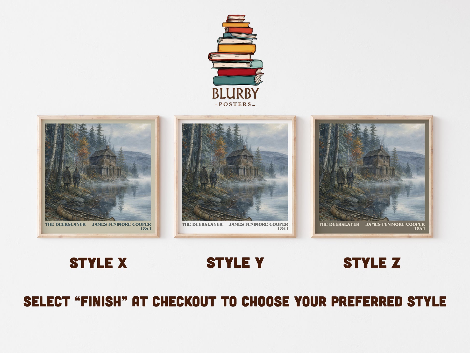 The Deerslayer literary print in frame leaning in hallway – adventure wall art