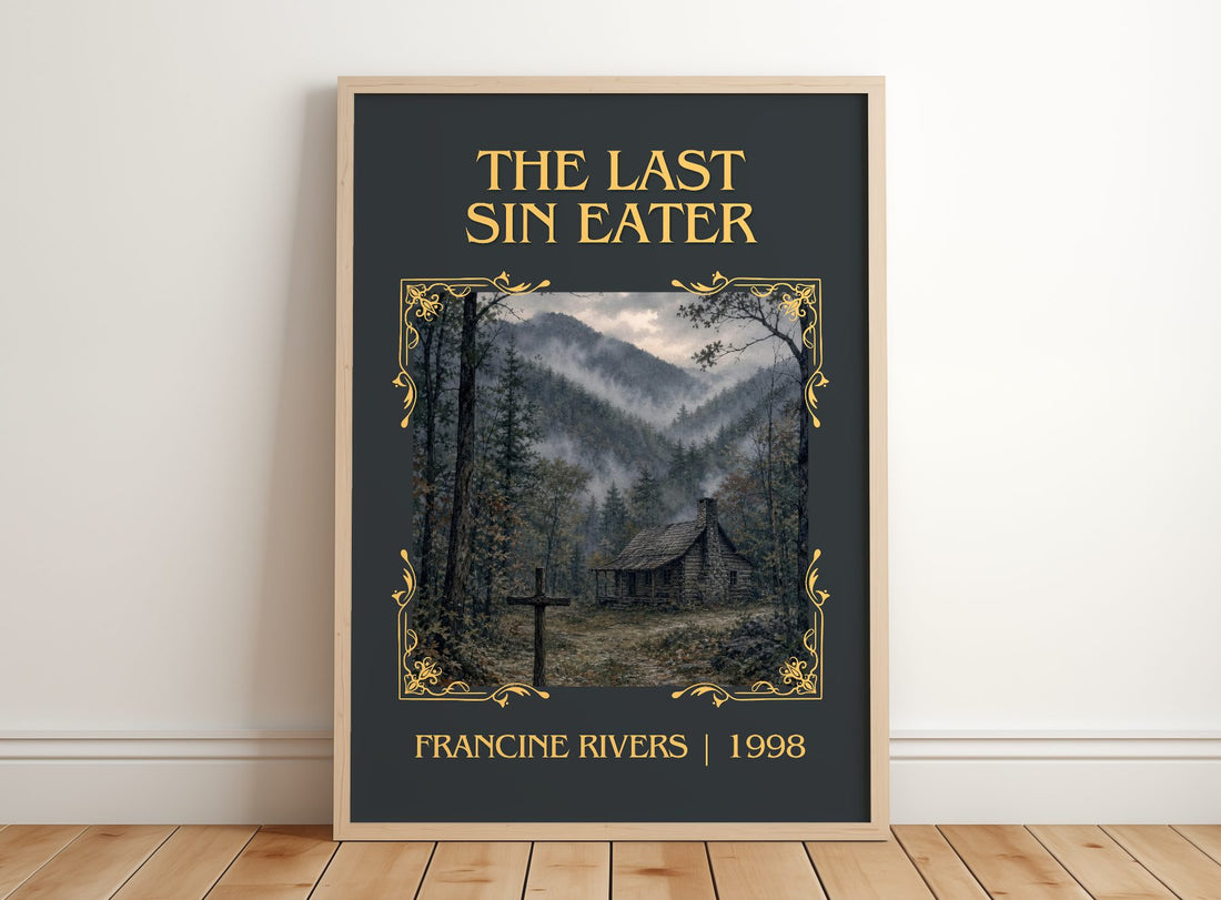 The Last Sin Eater Classic Book Art Print by Francine Rivers – framed print leaning on a wooden floor
