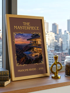 The Masterpiece Classic Book Art Print by Francine Rivers – framed print on a city-view windowsill
