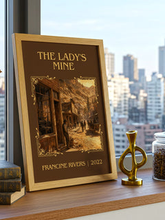 The Lady's Mine Classic Book Art Print by Francine Rivers – framed print on a city-view windowsill