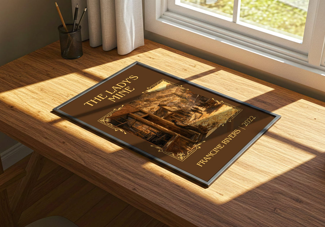 The Lady's Mine Classic Book Art Print by Francine Rivers – print on a sunlit desk