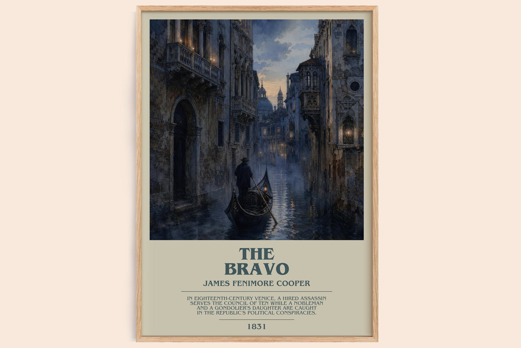 The Bravo bookish book poster by James Fenimore Cooper – framed literary art print