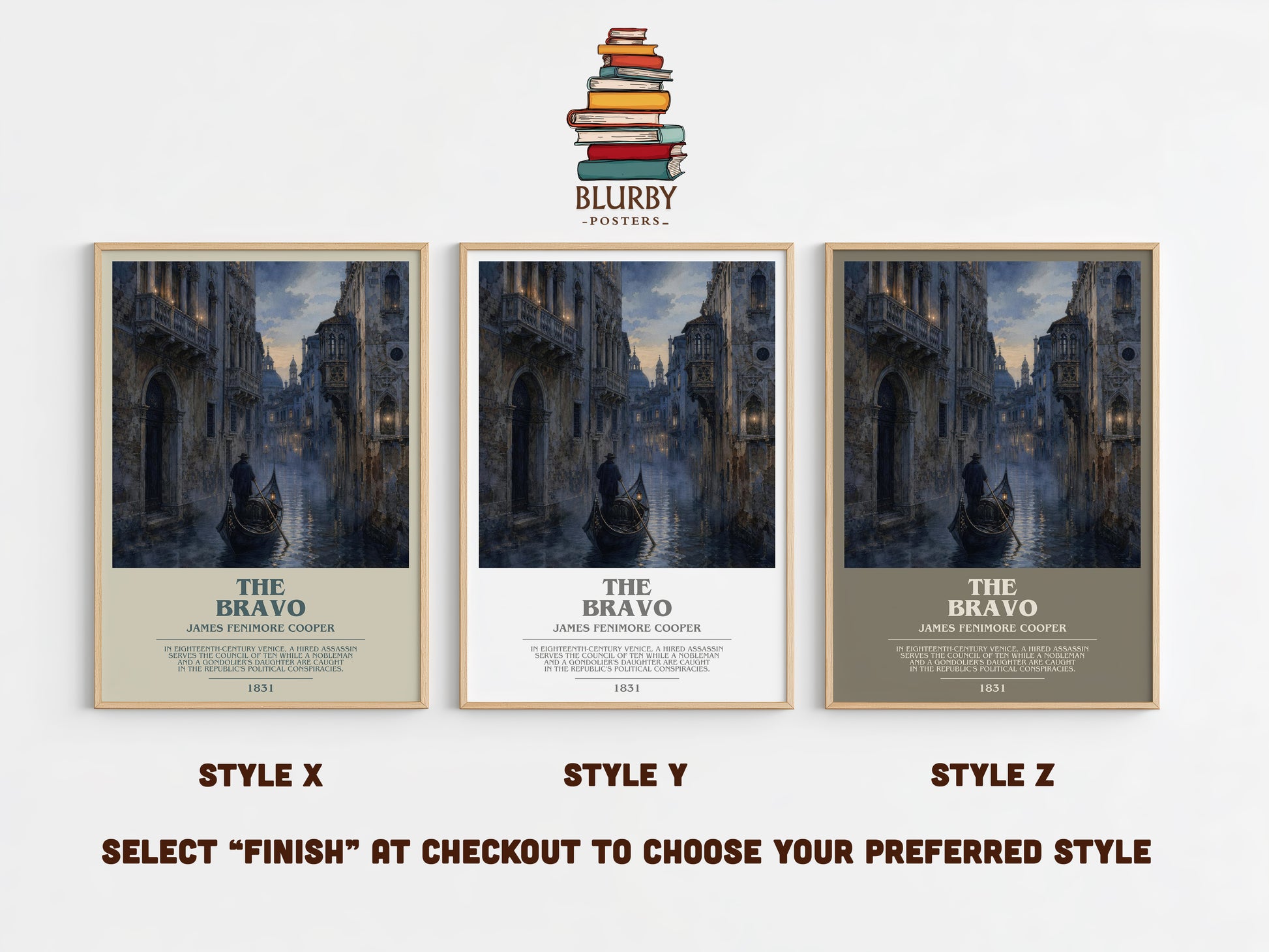 The Bravo bookish print in frame leaning in hallway – historical fiction wall art