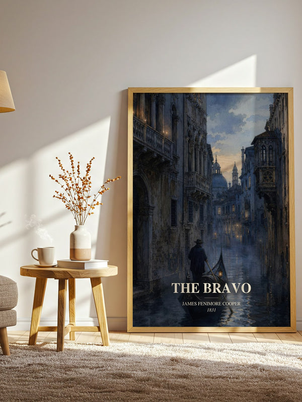 The Bravo watercolour print in frame leaning in hallway – historical fiction wall art