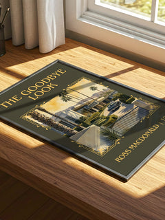 The Goodbye Look Classic Book Art Print by Ross Macdonald – print on a sunlit desk