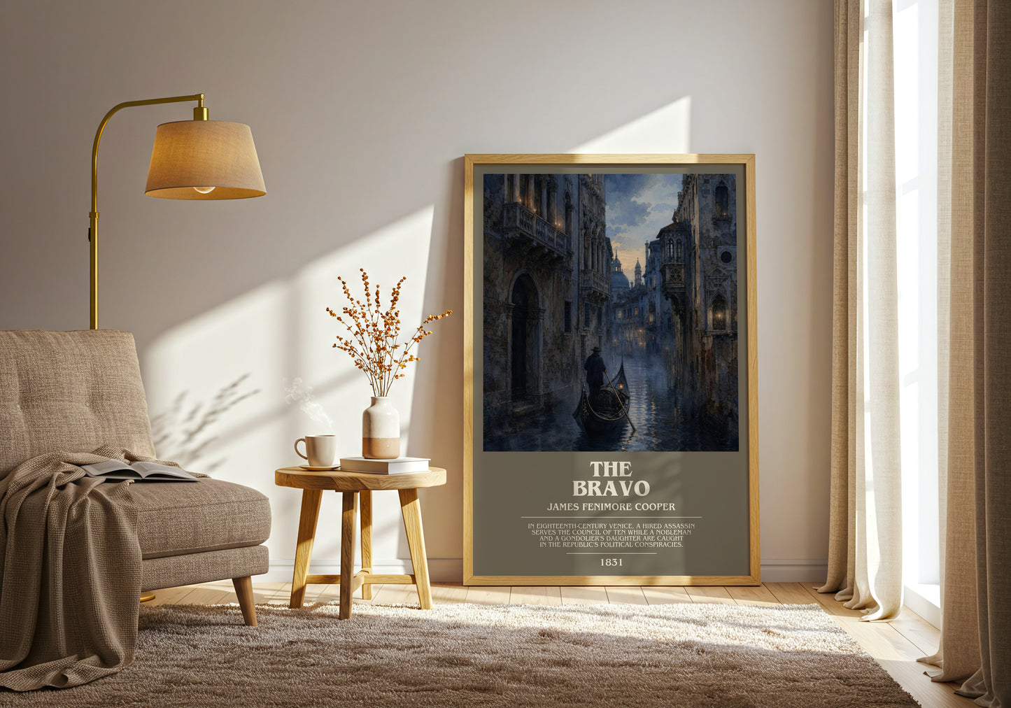The Bravo bookish print on bookshelf – James Fenimore Cooper fan gift