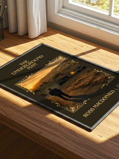 The Underground Man Classic Book Art Print by Ross Macdonald – print on a sunlit desk