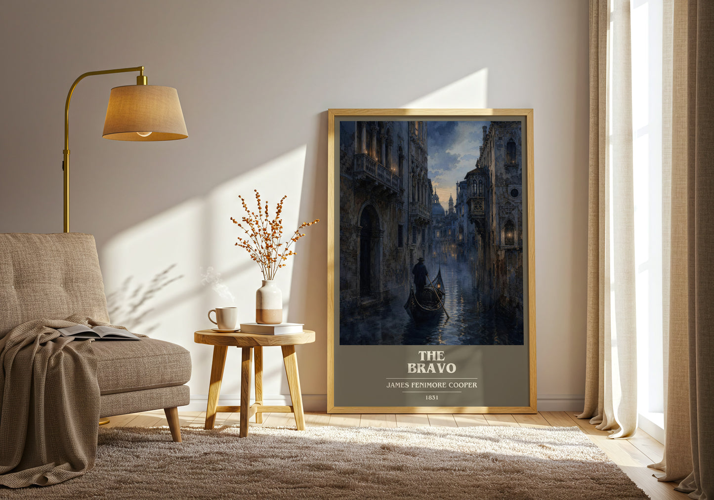 The Bravo book cover print on bookshelf – James Fenimore Cooper fan gift