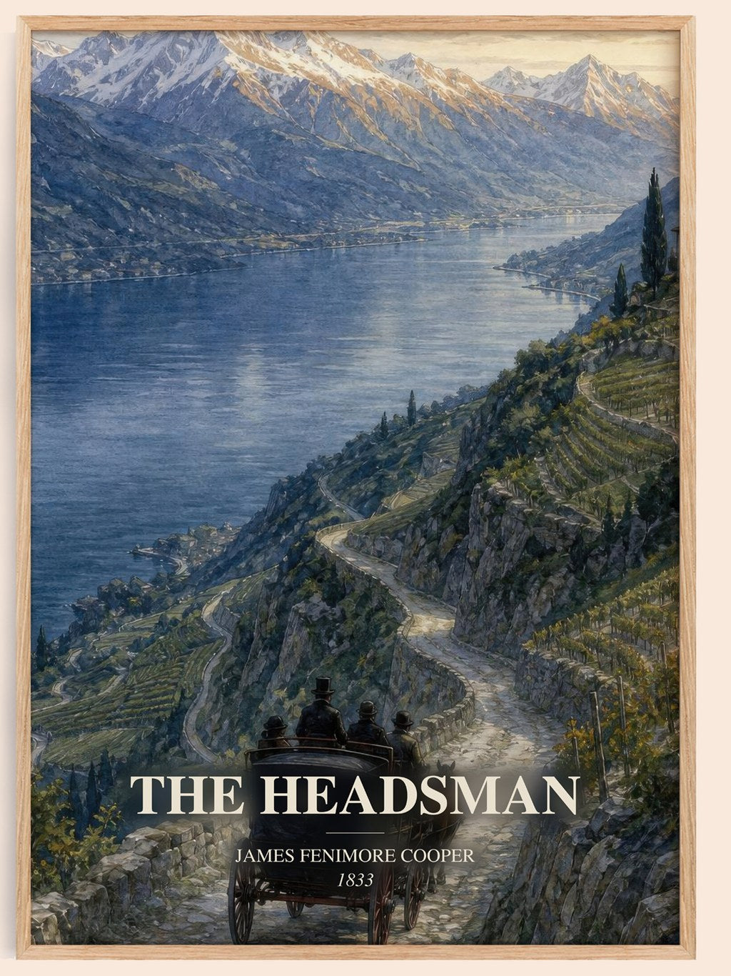 The Headsman watercolour book poster by James Fenimore Cooper – framed literary art print