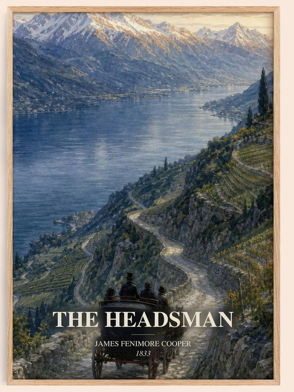 The Headsman watercolour book poster by James Fenimore Cooper – framed literary art print