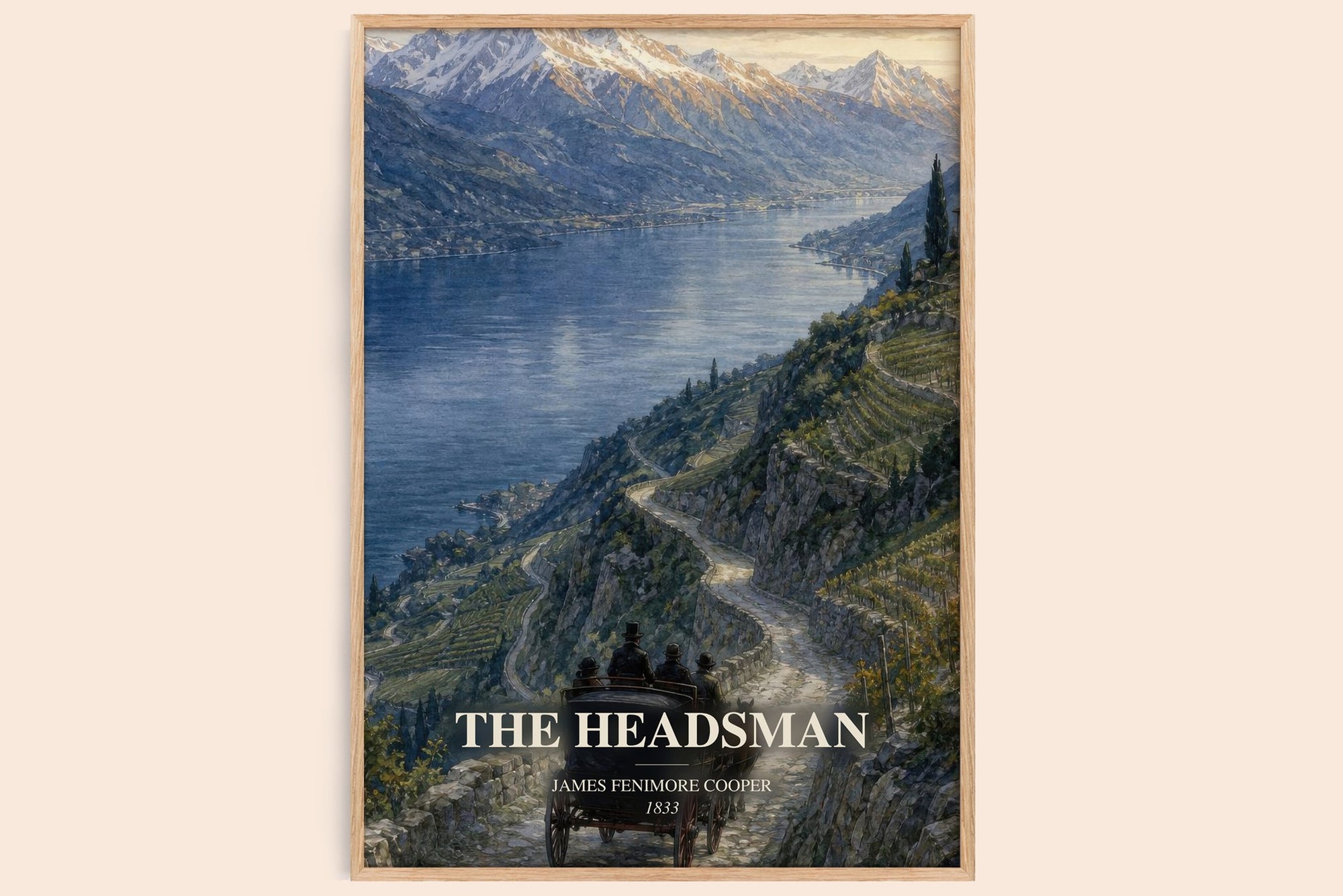 The Headsman watercolour book poster by James Fenimore Cooper – framed literary art print