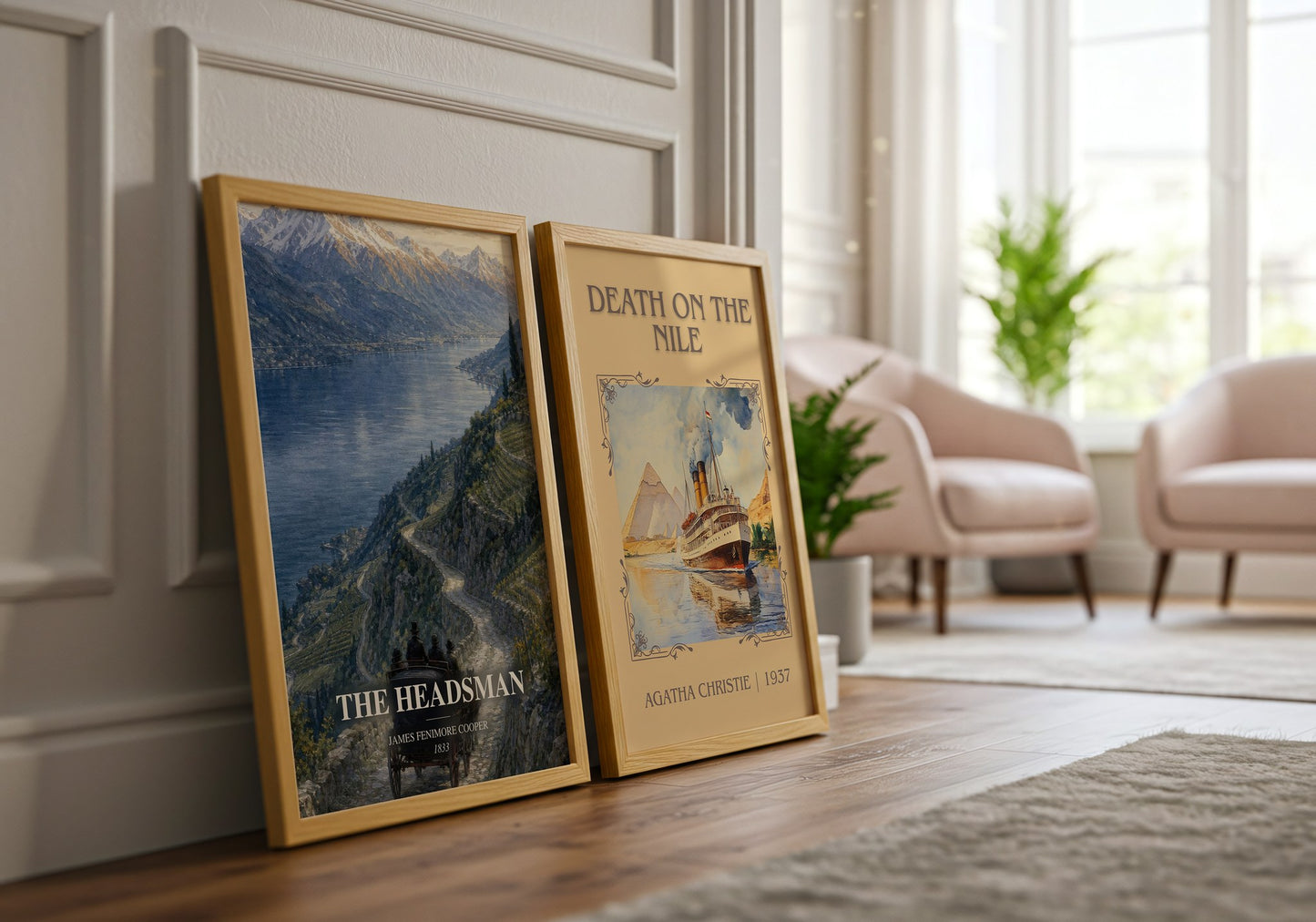The Headsman watercolour print framed by window – literary home decor