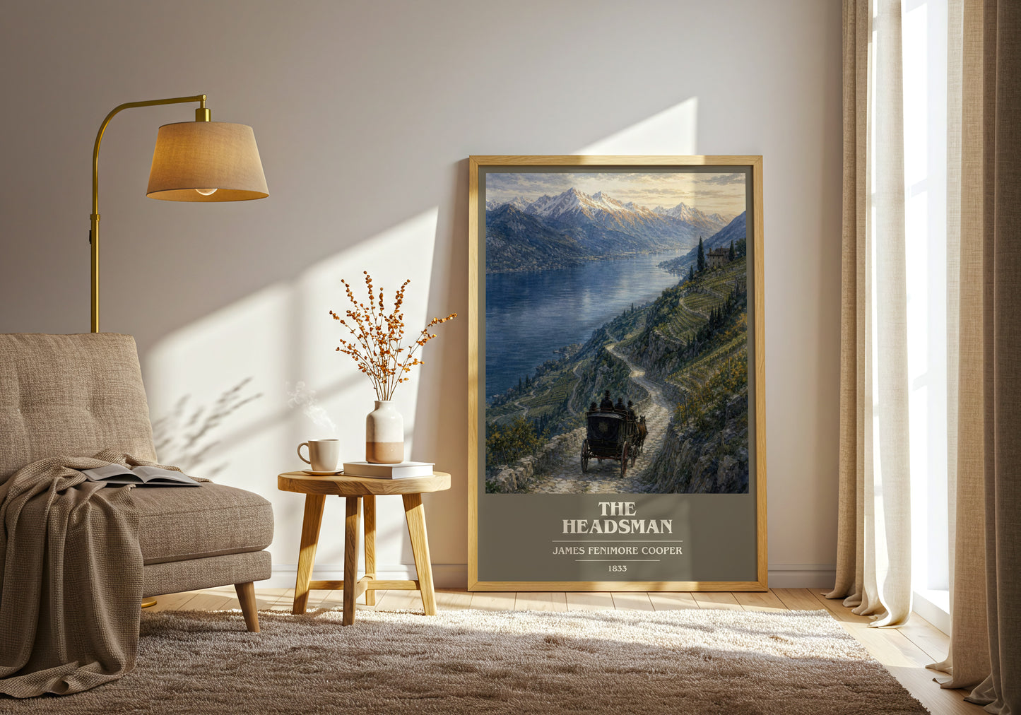 The Headsman book cover print on bookshelf – James Fenimore Cooper fan gift