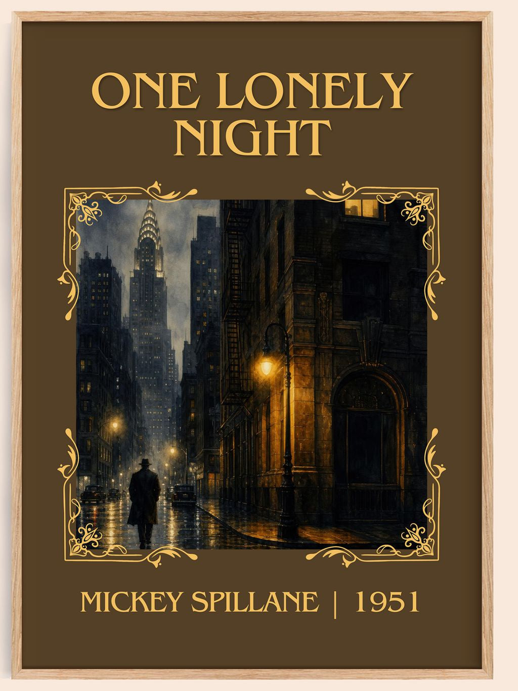 One Lonely Night Classic Book Art Print by Mickey Spillane – book poster