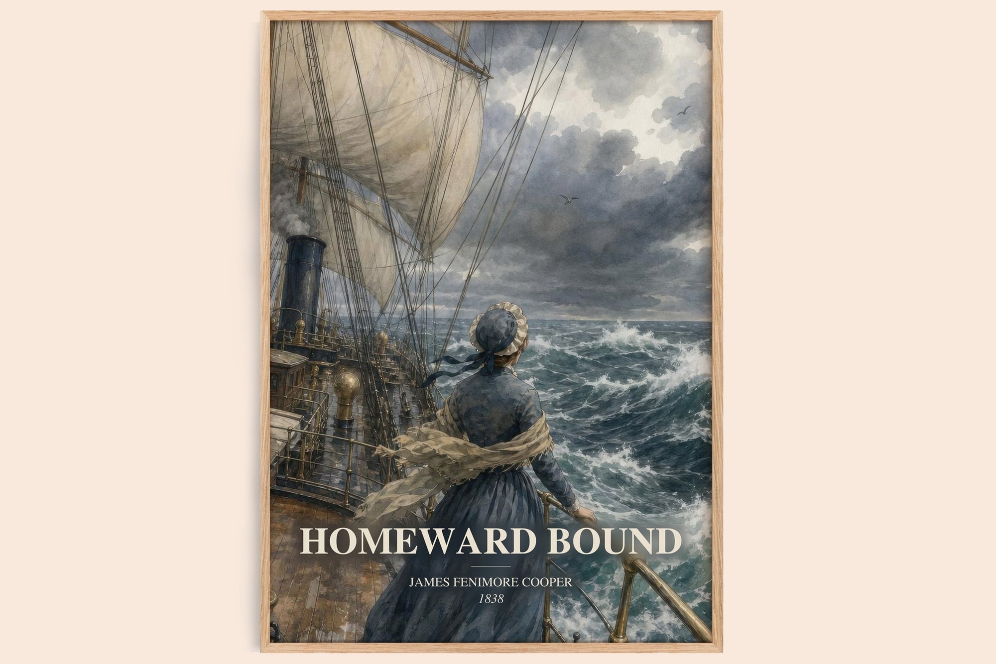 Homeward Bound watercolour book poster by James Fenimore Cooper – framed literary art print