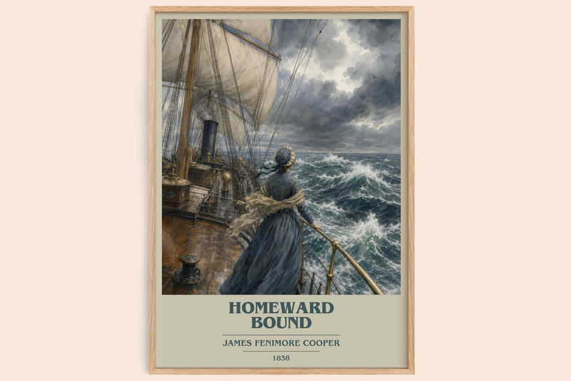 Homeward Bound book cover book poster by James Fenimore Cooper – framed literary art print